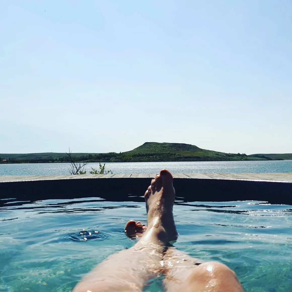 Lakeside geothermal soaking pool